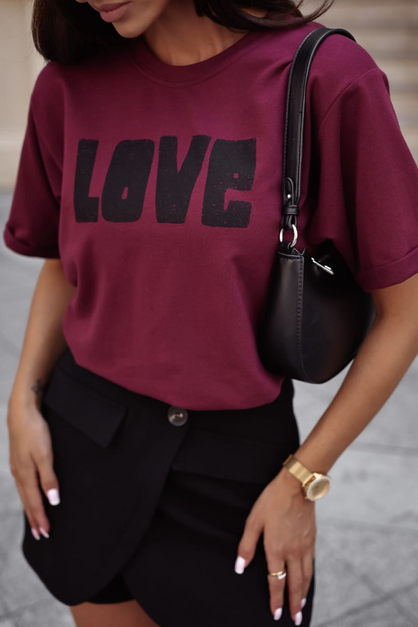 Tshirt LOVE bordowy 1