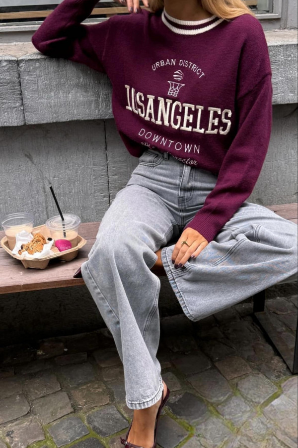 Sweter LOS ANGELES Burgund